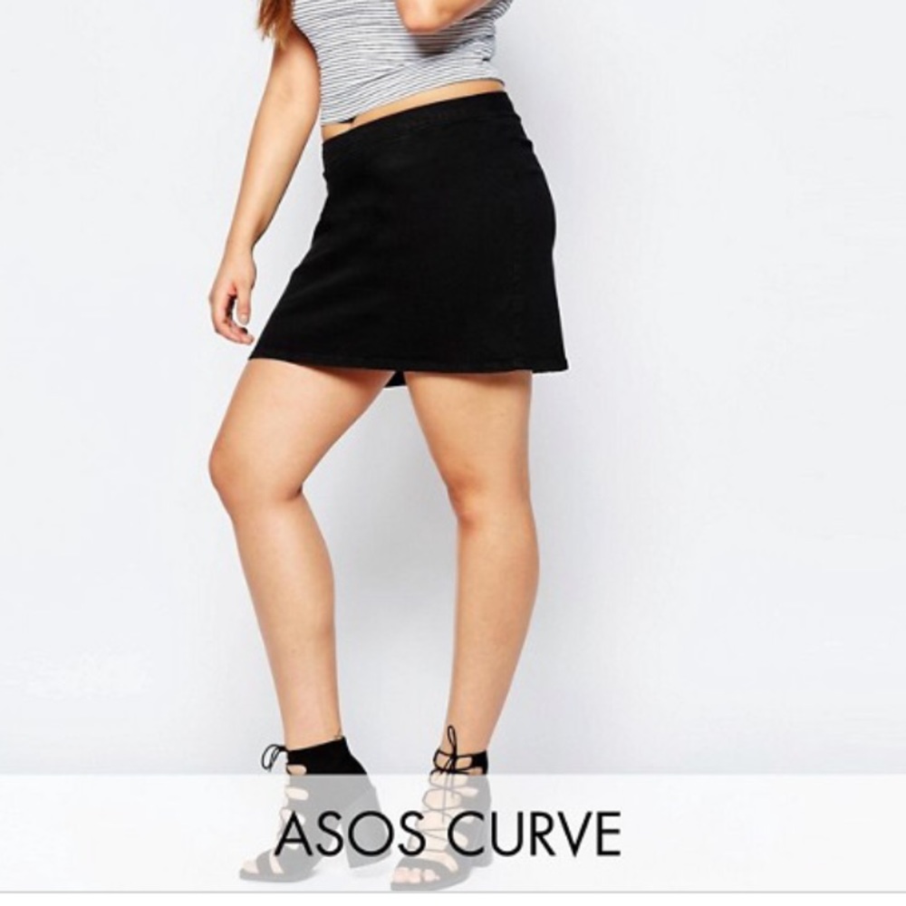 ASOS Curve Black denim skirt